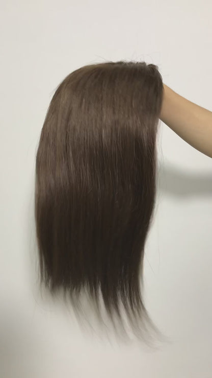 NATURAL  SCALP WEFT BACK TOP  SILK BASE HUMAN HAIR TOPPER